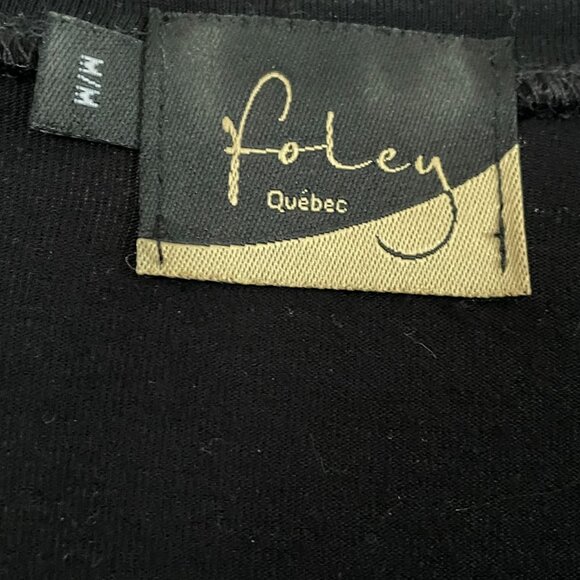 Foley tunic black viscose polyester stretch trees patterns 3/4 sleeves med - Picture 2 of 4